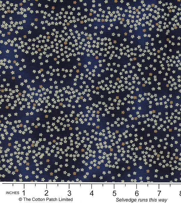 Sevenberry Favourites fabric: Small Blossoms, Indigo