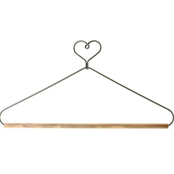 Wire Hanger  6" Heart hanger with stained dowel