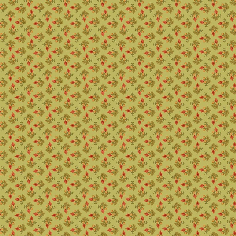 Autumn Woods fabric: Gathered Acorns, Green