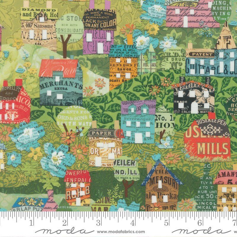 Paper Hamlet fabric, House Hills, Sprout
