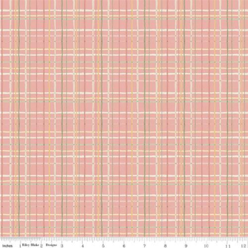 Love Me More fabric: Coral Plaid