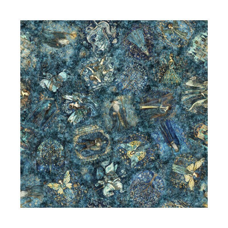 Folklore fabrics: Medieval Vignettes, Blue