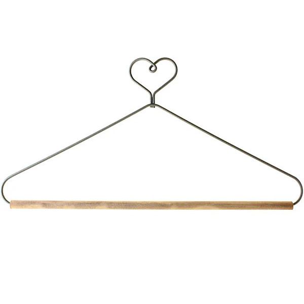 Wire Hanger  12" Heart hanger with stained dowel