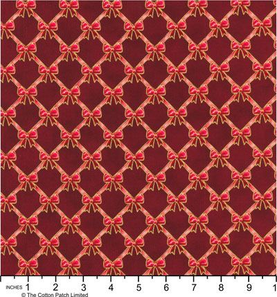 Holiday Flourish, Festive Finery fabric: Diamond Bows, Cranberry