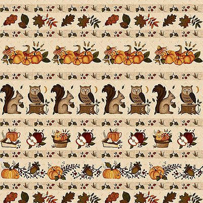 Hello Fall Fabric: Border Stripe Cream (per 1/4 metre)