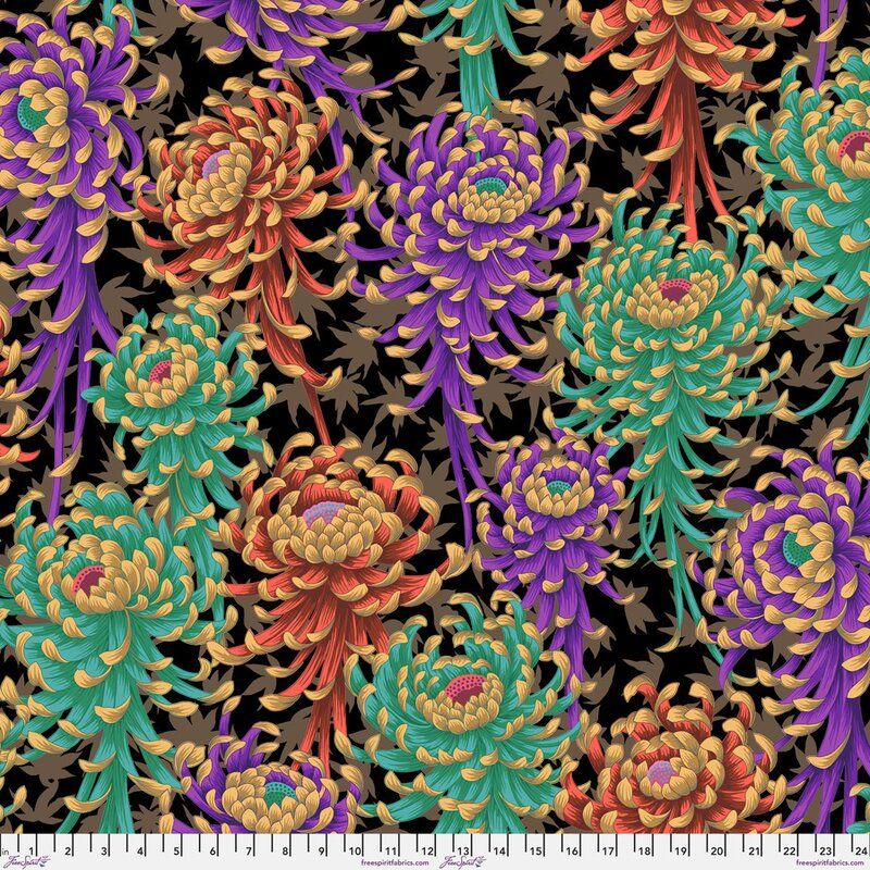 Kaffe Fassett Collective Fabric Spider Mums, Dark