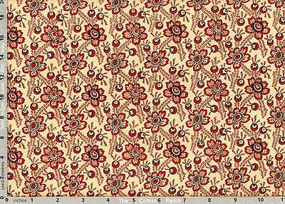 Berries & Blossoms fabric: Wavy Floral on Cream