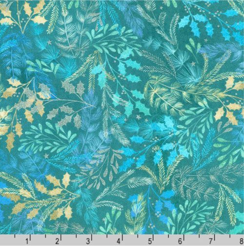 Peaceful fabric: Leaves Teal