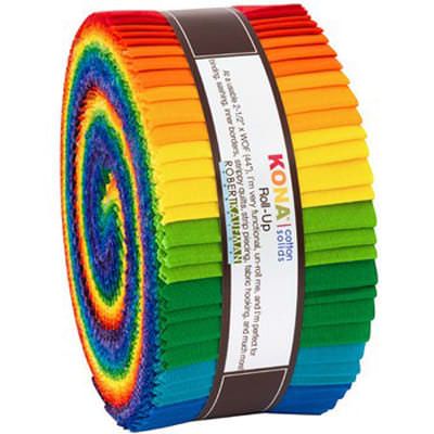Robert Kaufman Kona Bright Rainbow 21/2' RollUp Robert Kaufman Kona Bright Rainbow 21/2' RollUp
