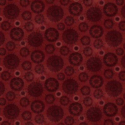 One S1ster Fabrics: Circles Wine (per 1/4 metre)