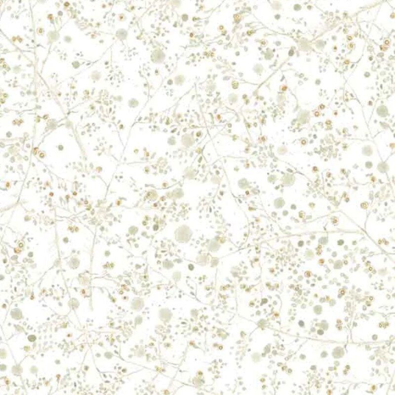 Little Ones fabric: Small Vine & Buds, Cream