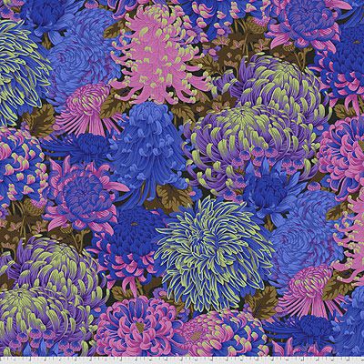 Kaffe Fassett Collective: Hokusai's Mums Cool (per 1/4 metre)