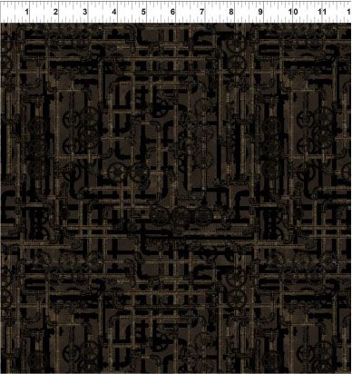 Steampunk Menagerie fabric, Brown Pipes Steampunk Menagerie fabric, Brown Pipes