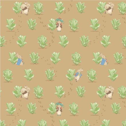 Peter Rabbit and Benjamin Bunny fabric: Lettuce Patch, Tan Peter Rabbit and Benjamin Bunny fabric: Lettuce Patch, Tan