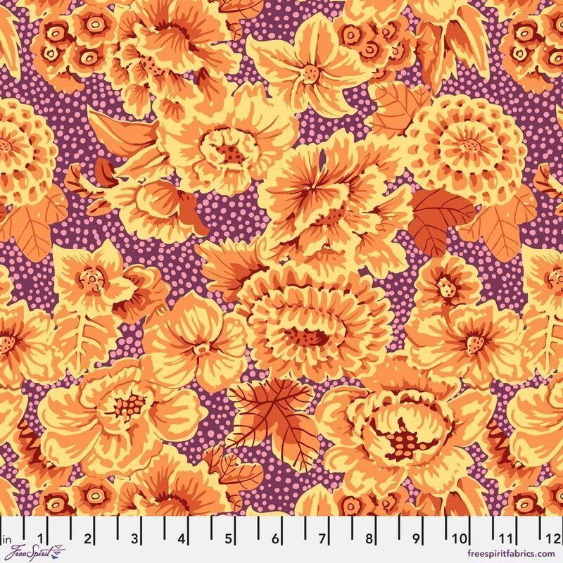 Kaffe Fassett Fabric Floral with Dots, Plum