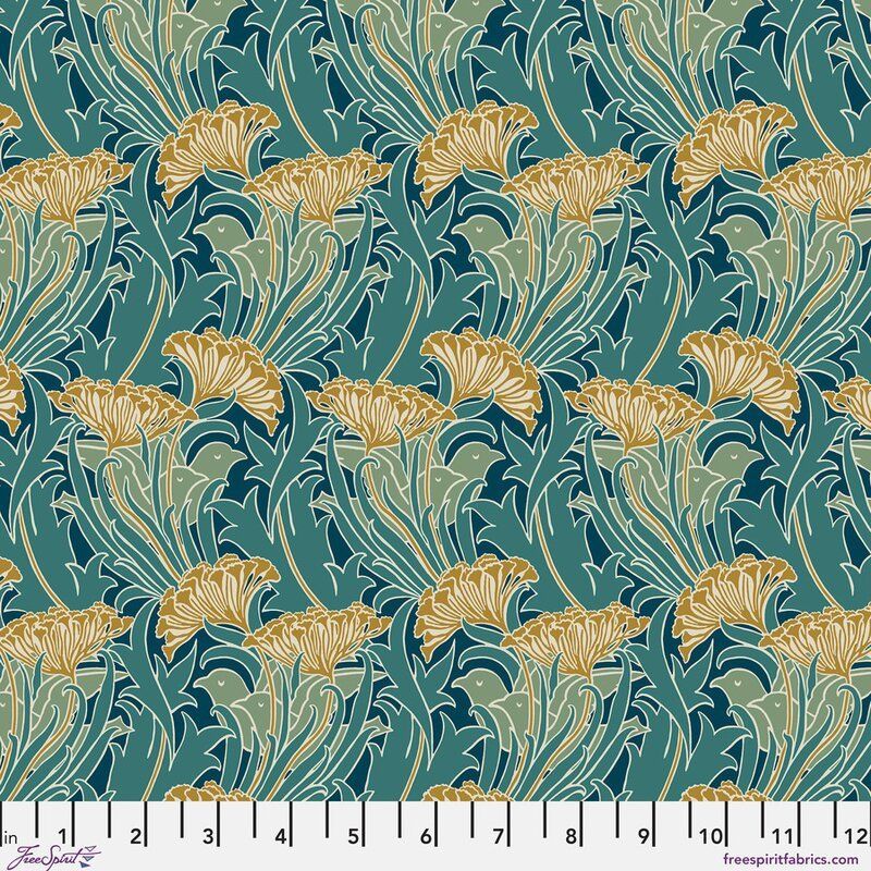 Lodden fabric: Laceflower, Teal