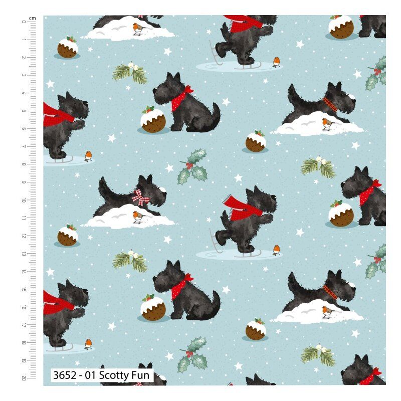 Frosty Paws fabric: Scotty Fun Frosty Paws fabric: Scotty Fun