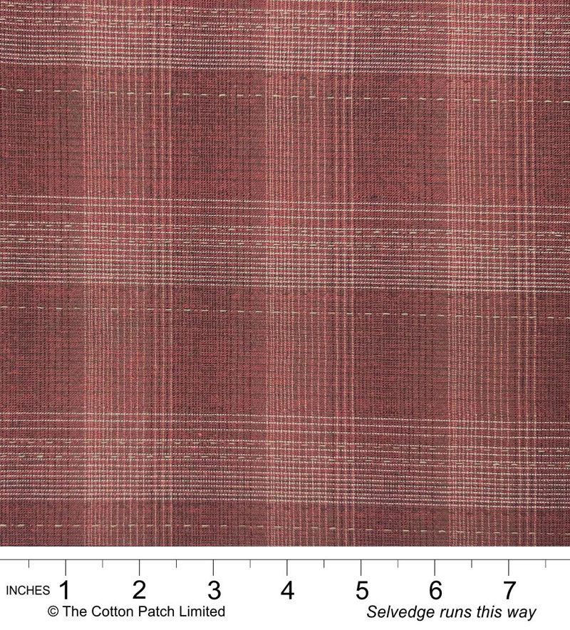 Tochio Yarn-Dyed fabric: Large Plaid, Burgundy