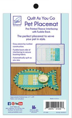 June Tailor Cat Pet Placemat Quilt as You Go PrePrinted Wadding