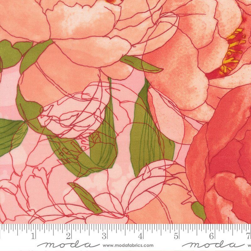Darling Peony fabric, Peonies, Cotton Candy Darling Peony fabric, Peonies, Cotton Candy