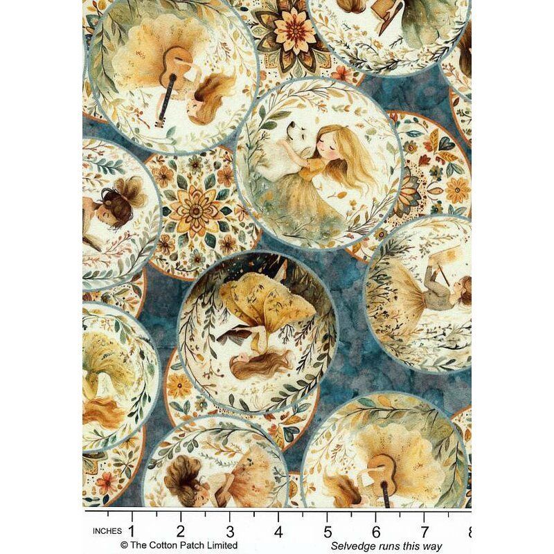 Sugar, Spice, Everything Nice  fabric, Girl Vignettes, Blue