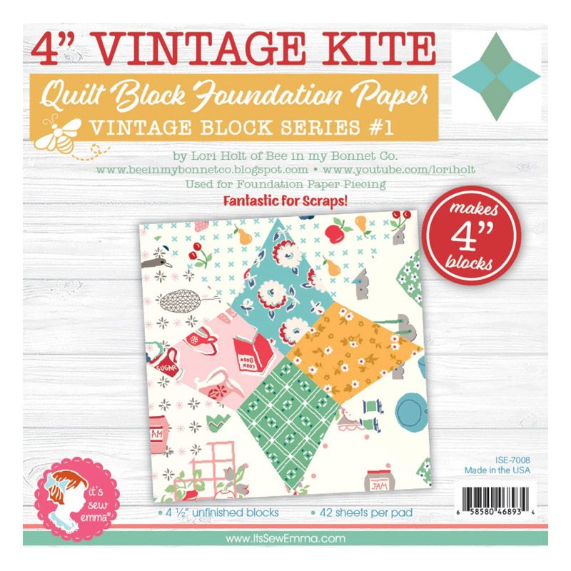 Foundation Piecing Papers: 4 inch Vintage Kite Quilt Block Foundation Piecing Papers: 4 inch Vintage Kite Quilt Block
