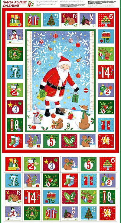 Merry Christmas fabric: Advent Calendar Panel 60cm