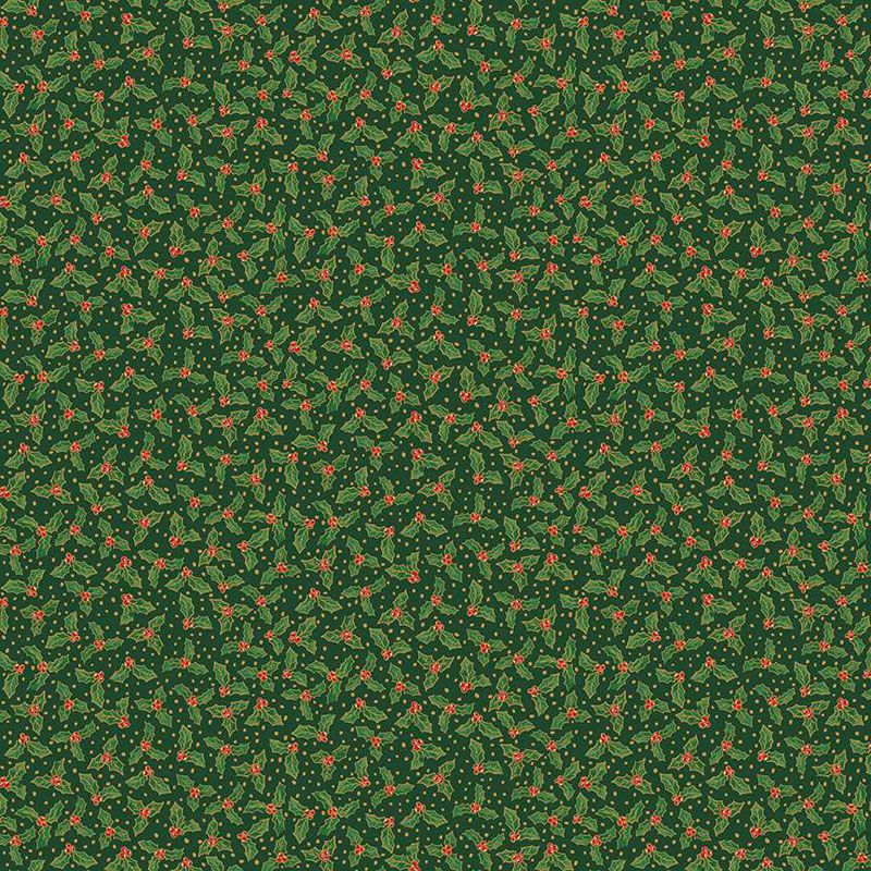 Jolly St Nick Fabric Holly Berry, Green