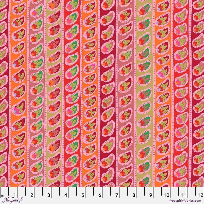 Kaffe Fassett Fabric Paisley Stripe, Red