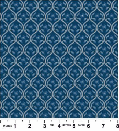 Brensham fabric: Floral Repeat on Dark Blue (per 1/4 metre)