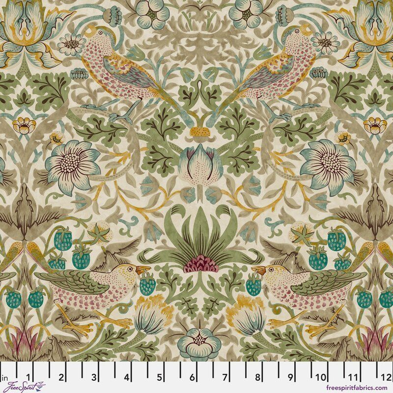 Lodden fabric: Strawberry Thief, Old Gold