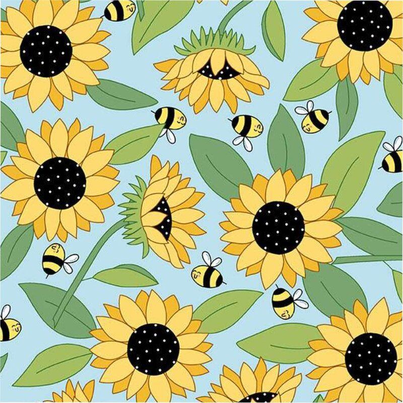 Sunny Honey Fabric: Abuzz, Blue Sunny Honey Fabric: Abuzz, Blue