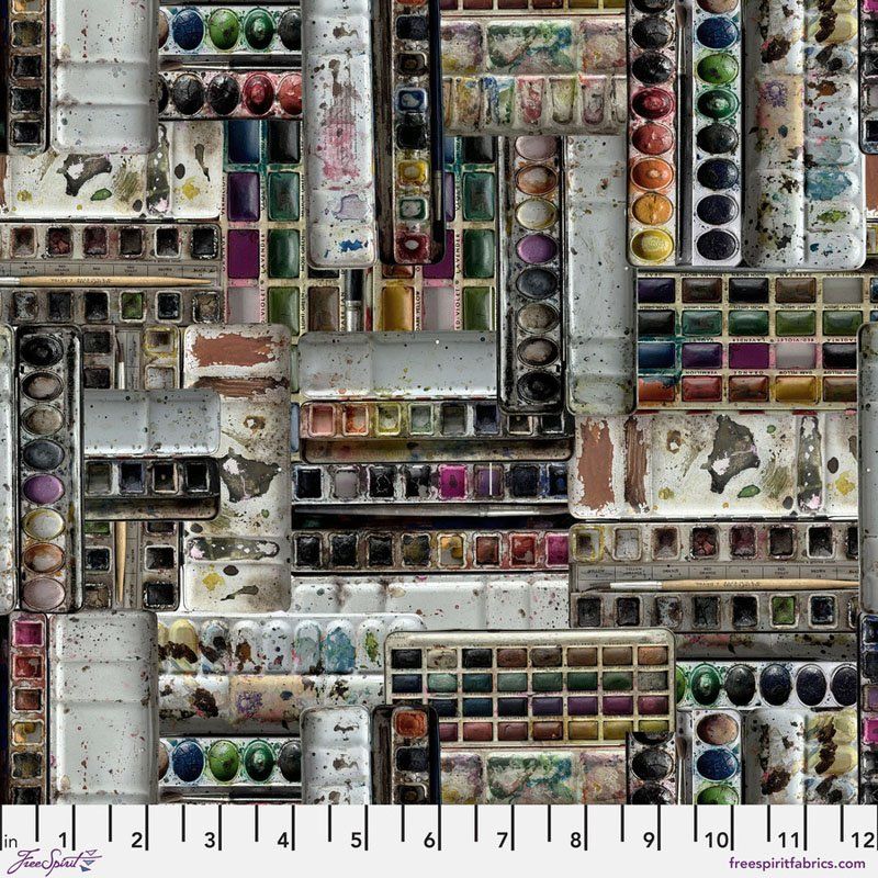 Eclectic Elements Palette fabrics, Multi Watercolours