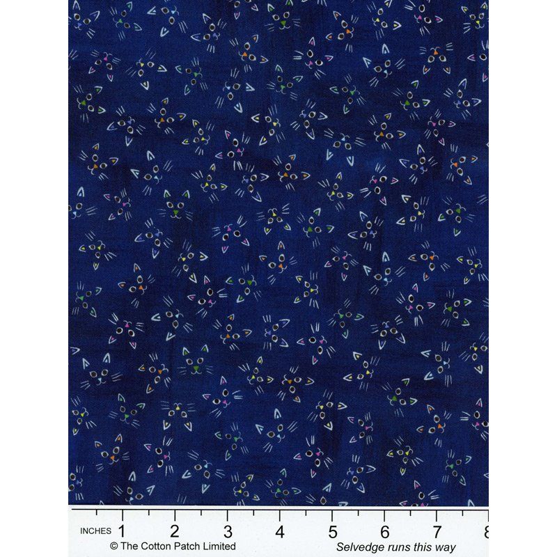 Whisker Wonderland fabric: Cat Faces, Night Whisker Wonderland fabric: Cat Faces, Night