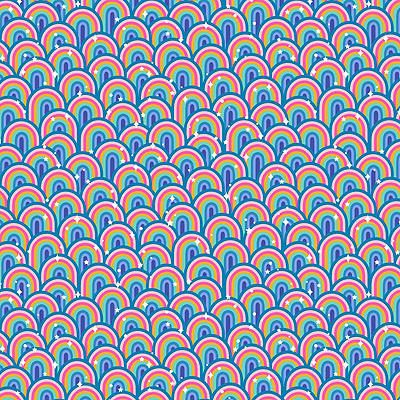 Over The Rainbow fabric: Packed Rainbows Blue Lewis and Irene