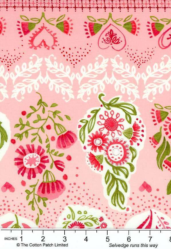 Darling Peony fabric, Double Border, Cotton Candy Darling Peony fabric, Double Border, Cotton Candy