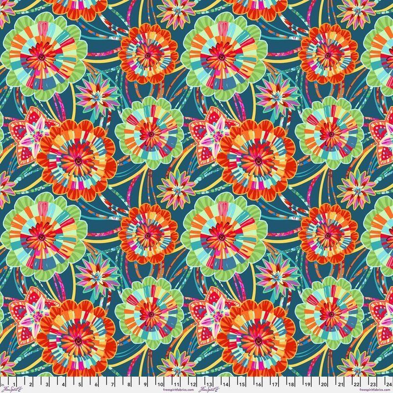Festival Fabric: Rosettes, Blue
