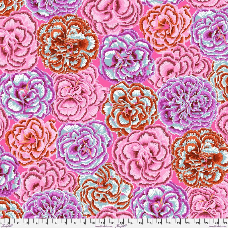 Kaffe Fassett Collective Fabric Picotee Carnations, Pink