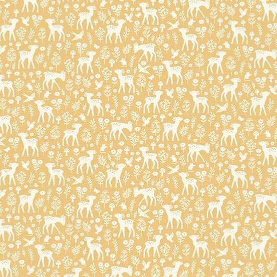 Little Ones Fabric: Deer, Yellow