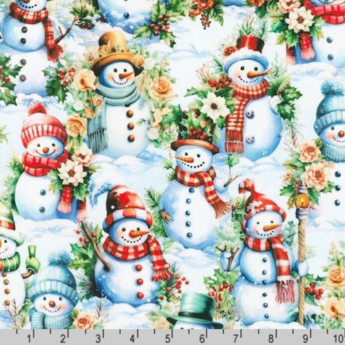 Flurry Friends fabric: Snowmen, Snow Flurry Friends fabric: Snowmen, Snow