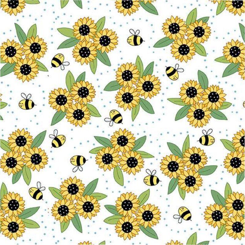 Sunny Honey Fabric: Sunny, White Sunny Honey Fabric: Sunny, White