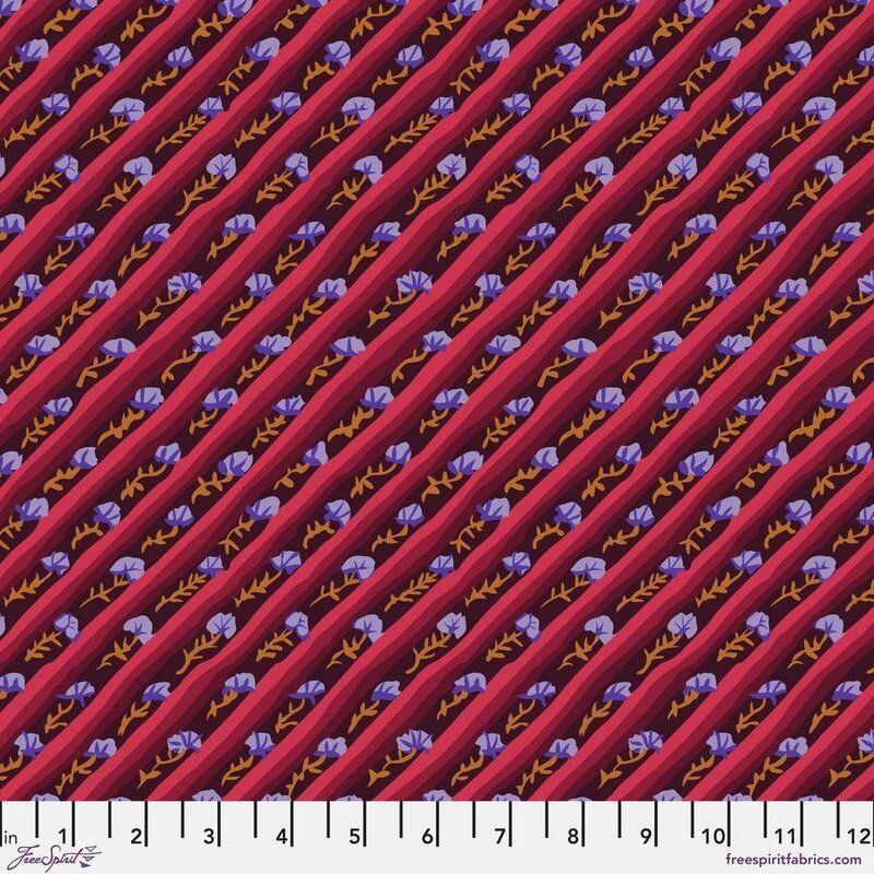 Kaffe Fassett Fabric Diagonal Poppy, Aubergine