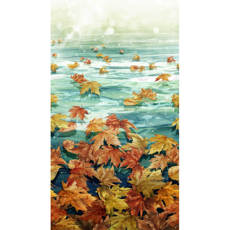 Autumn Breeze fabric, Leaves on Water