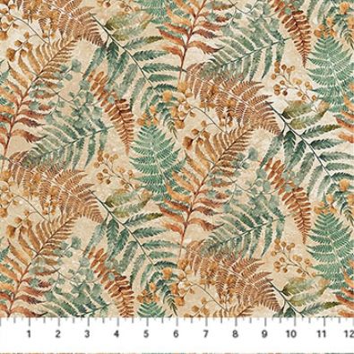 Rooted fabric: Ferns, Cream