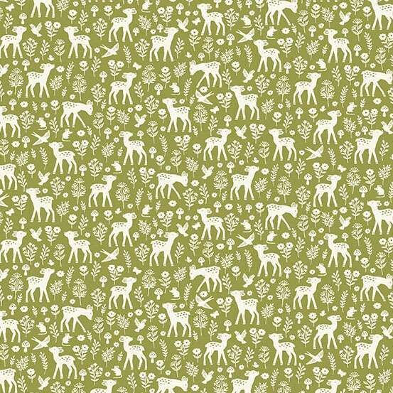 Little Ones Fabric: Deer, Green