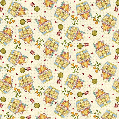 Sew Let's Stitch: Floating Houses Cream (per 1/4 metre) Sew Let's Stitch: Floating Houses Cream (per 1/4 metre)