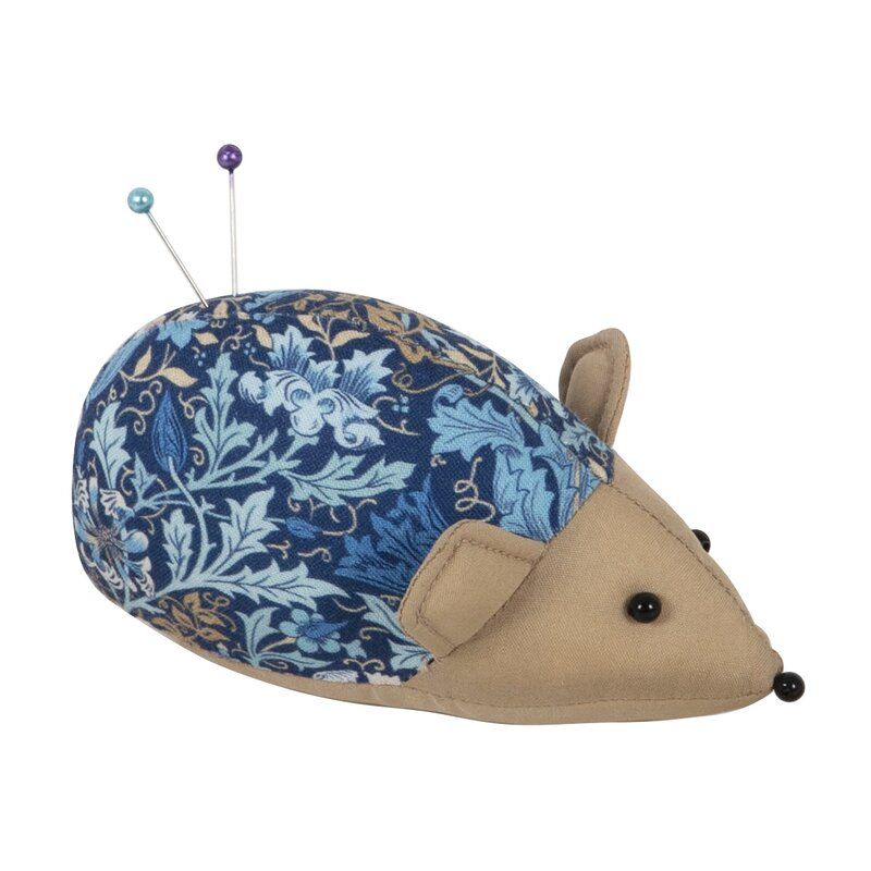 Hedgehog Pin Cushion with Arts & Crafts Woodblock Design
