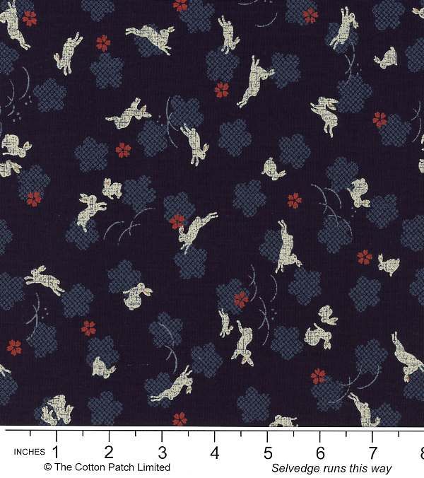 Sevenberry Favourites fabric: Rabbits, Indigo