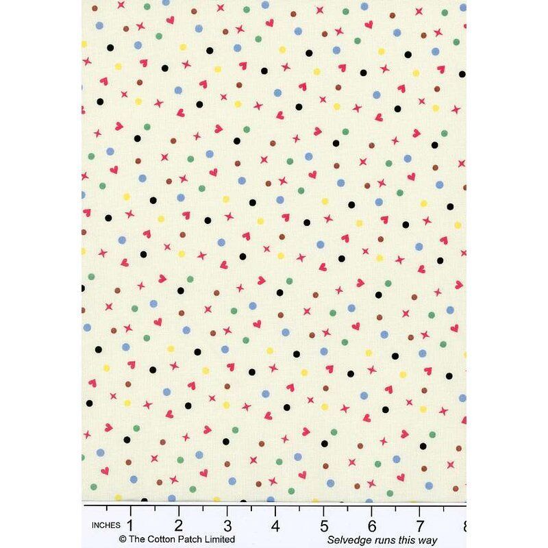 Dots and Spots fabrics: Dots and Hearts on Cream Dots and Spots fabrics: Dots and Hearts on Cream
