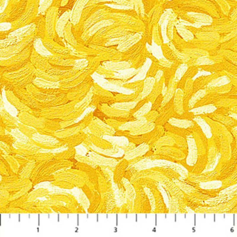 Starry Night fabric: Brushstrokes, Yellow
